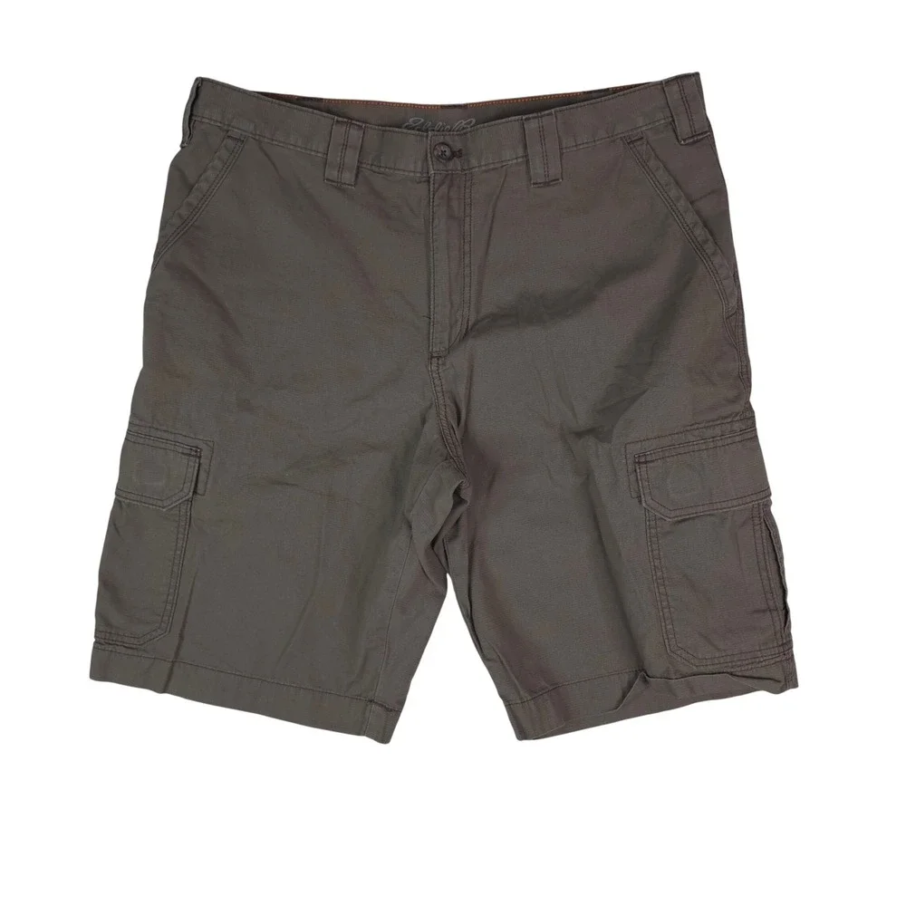 Eddie Bauer Cargo Shorts Mens 38x12 Brown Ripstop Cotton Outdoor Utility Fishing